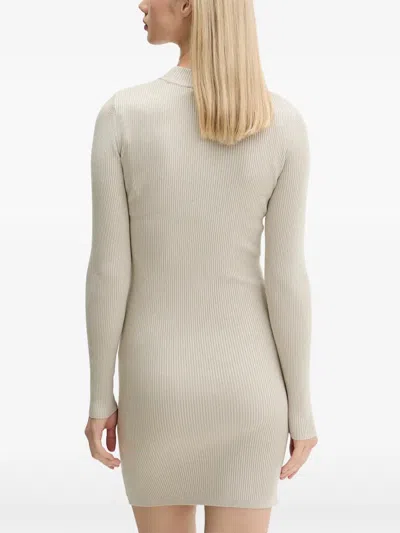 Karl Lagerfeld Jeans Long-sleeve Cut-out Mini Dress In Neutral