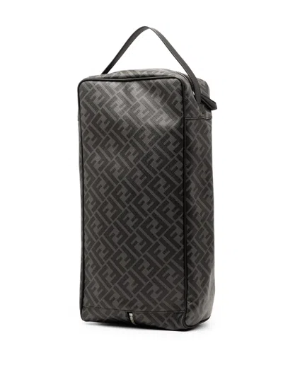 Pre-owned Fendi 2010-2025 Zucca Coated Canvas Shoe Case Handbag In Gray