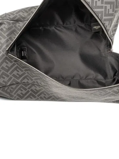 Pre-owned Fendi 2010-2025 Zucca Coated Canvas Shoe Case Handbag In Gray