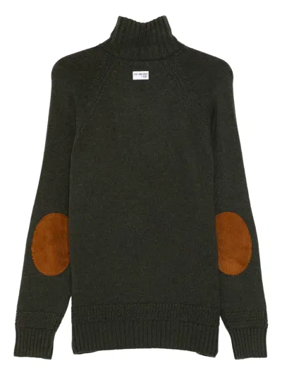 Fay Half-zip Elbow-patch Sweater In Black