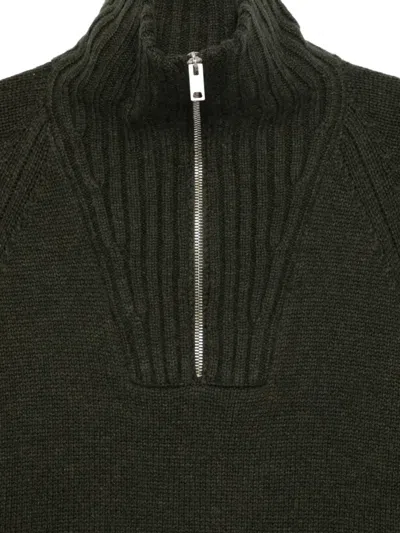 Fay Half-zip Elbow-patch Sweater In Black