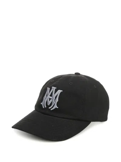 Amiri Logo Embroidered Curved Peak Hat In Black