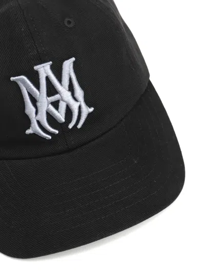 Amiri Logo Embroidered Curved Peak Hat In Black