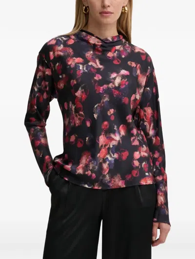 A.l.c Georgia Abstract-print Silk Top In Black
