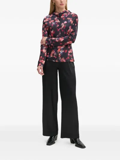 A.l.c Georgia Abstract-print Silk Top In Black