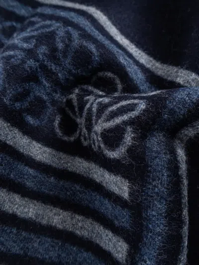 Loewe Fringed Patterned Scarf In Brown