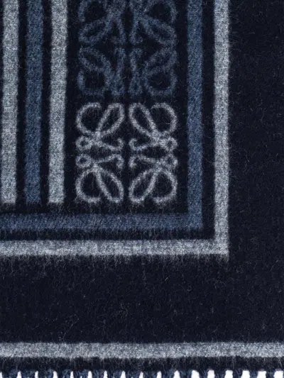 Loewe Fringed Patterned Scarf In Brown