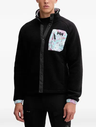 Helly Hansen Button Floral-pocket Sweatshirt In Black
