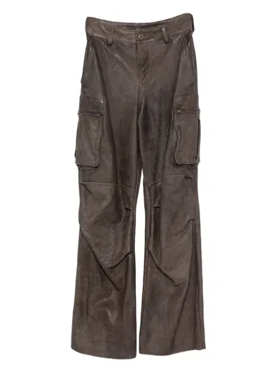 Santoro Zip-pocket Leather Trousers In Multi