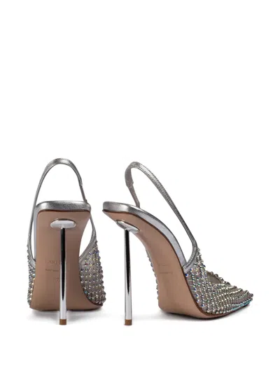 Le Silla 120mm Gilda Slingback Pumps In Metallic