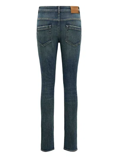 Dorothee Schumacher Distressed Leather Label-patch Jeans In Blue