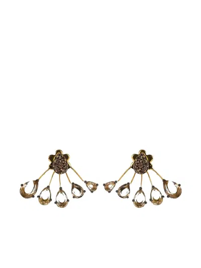Stéfère 18k Yellow Gold Diamond Earrings In Brown