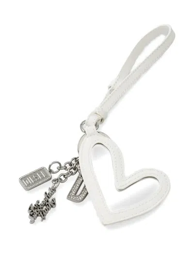 Diesel Heart-charm Keyring In Brown