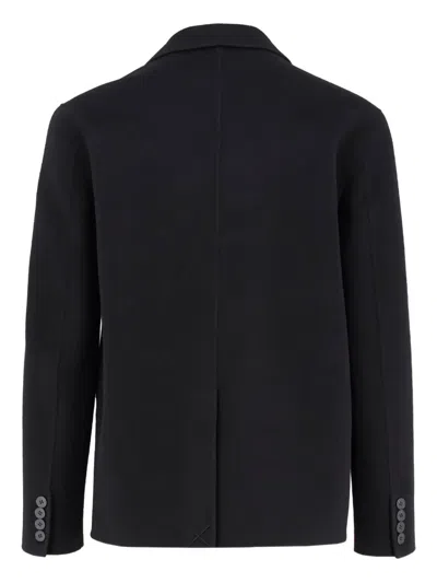 Alpha Studio Double-breasted Wool Coat In Black