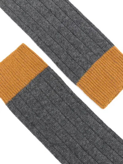 In The Box Ribbed Colour-block Socks In Gray