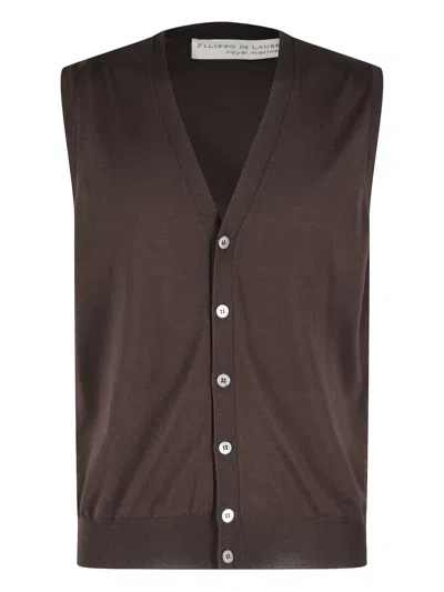 Filippo De Laurentiis Buttoned Sleeveless Gilet In Brown