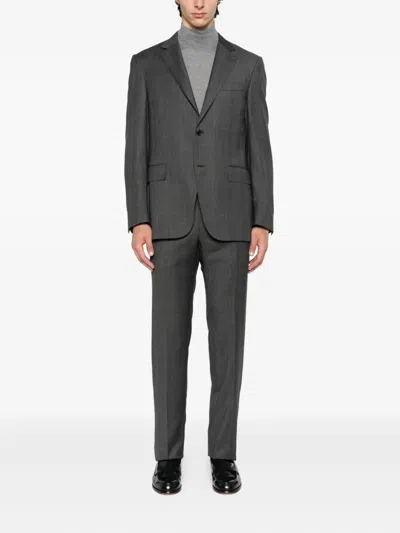 Canali Checked Suit In Gray