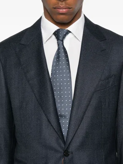 Canali Checked Single-breasted Suit In Blue