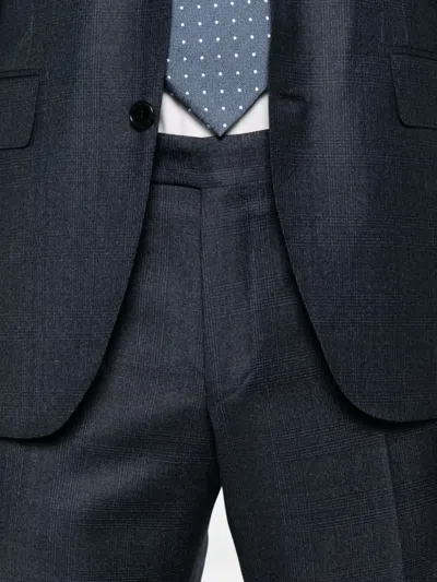 Canali Checked Single-breasted Suit In Blue
