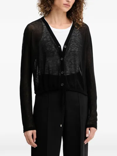 Patrizia Pepe Semi-sheer Cardigan In Black