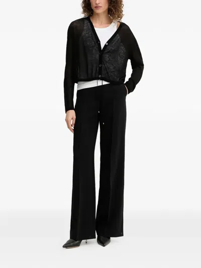 Patrizia Pepe Semi-sheer Cardigan In Black