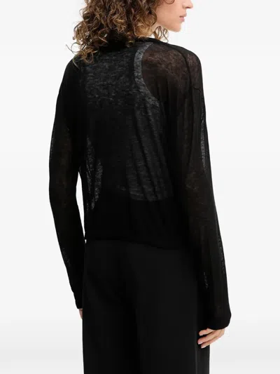 Patrizia Pepe Semi-sheer Cardigan In Black