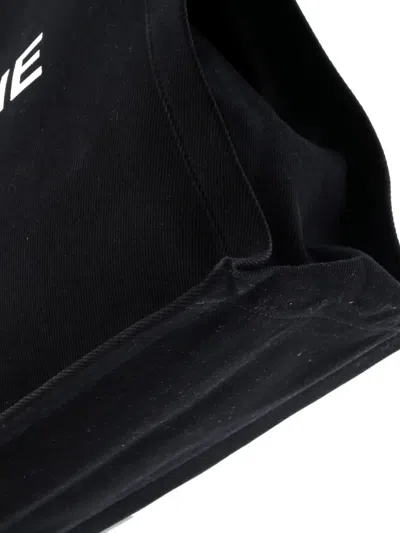 Pre-owned Saint Laurent Rive Gauche Shopper Canvas Large Tote Bag In Black