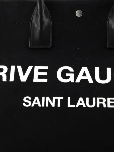 Pre-owned Saint Laurent Rive Gauche Shopper Canvas Large Tote Bag In Black