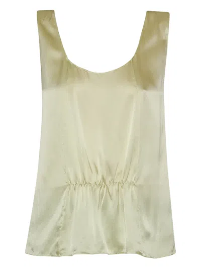 The Row Dinara Gathered-detailed Top In Green