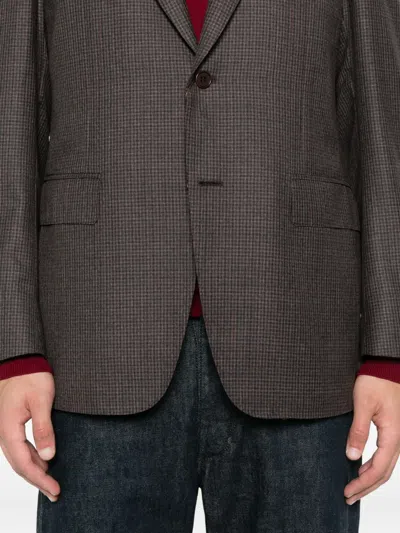 Canali Checked Two-button Blazer In Brown