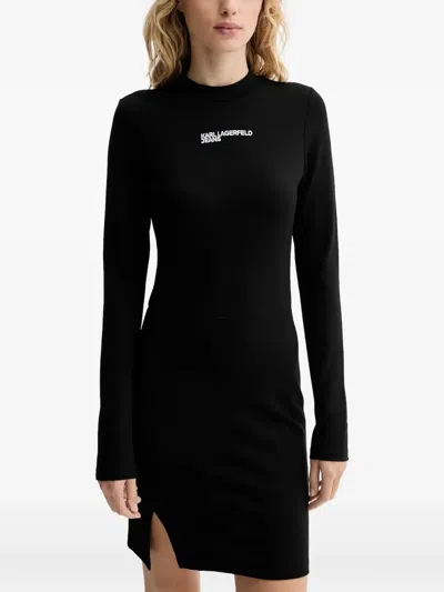 Karl Lagerfeld Jeans Logo-print Mini Dress In Black