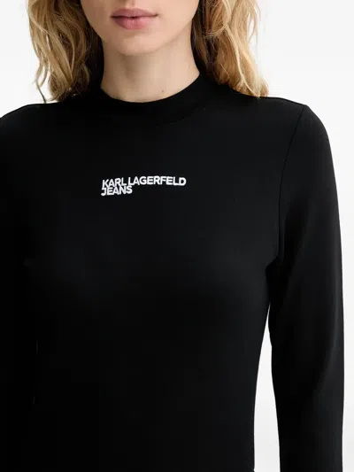 Karl Lagerfeld Jeans Logo-print Mini Dress In Black