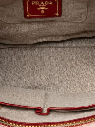 Pre-owned Prada 2013-2025 Canvas Canapa Logo Satchel In Brown