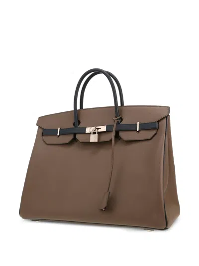 Pre-owned Hermes 2018 Birkin 40 Flap-fastener Tote Bag In Brown