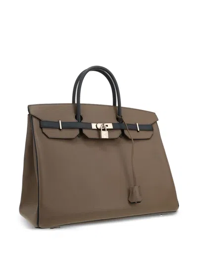 Pre-owned Hermes 2018 Birkin 40 Flap-fastener Tote Bag In Brown