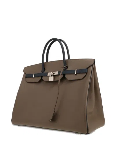 Pre-owned Hermes 2018 Birkin 40 Flap-fastener Tote Bag In Brown
