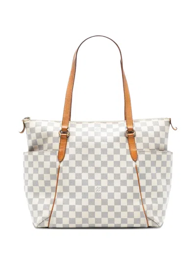 Pre-owned Louis Vuitton 2000 Damier Azur Totally Mm Tote Bag In White