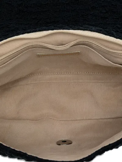 Pre-owned Chanel 2009-2010 Medium Classic Tweed Single Flap Shoulder Bag In Black