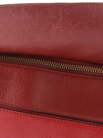 Pre-owned Loewe Puzzle Bag Leather Medium Shoulder Bag In Red