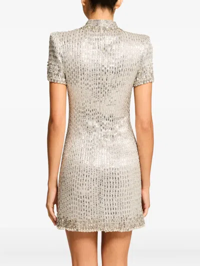Jenny Packham Kitty Crystal-embellished Turtleneck Mini Dress In Silver