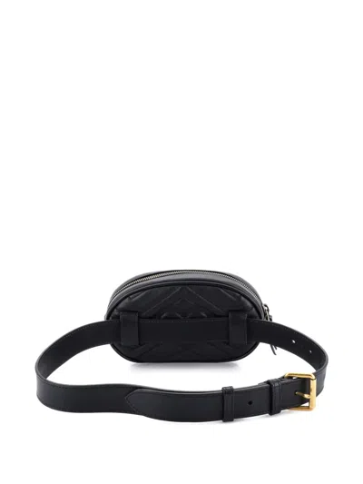 Pre-owned Gucci Gg Marmont Matelasse Leather Belt Bag In Black
