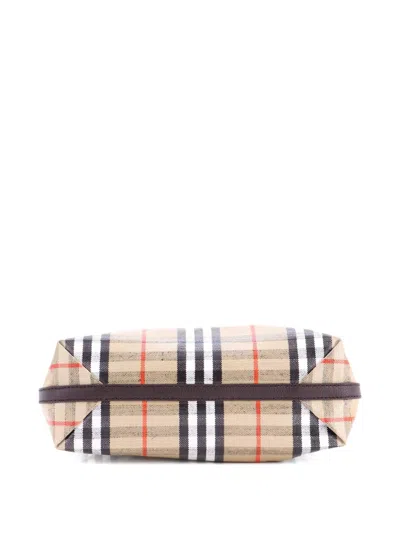 Pre-owned Burberry Highlands Check Coated Canvas And Leather Small Shoulder Bag In Brown