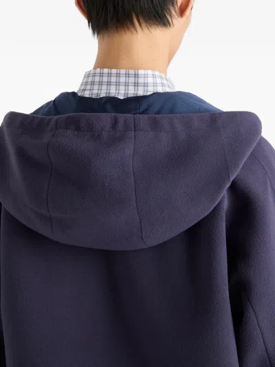 Prada Hooded Raglan Sleeve Jacket In Blue