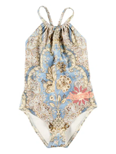 Zimmermann Kids Daylight Gathered 1pc Swimsuit In Multi