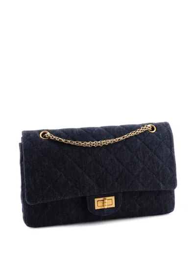 Pre-owned Chanel Reissue 2.55 Flap Bag Quilted Denim 227 Shoulder Bag In Blue