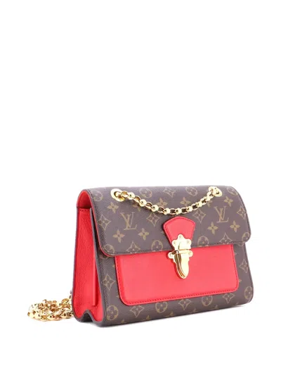 Pre-owned Louis Vuitton Victoire Handbag Monogram Canvas And Leather Shoulder Bag In Brown