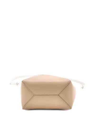 Pre-owned Loewe Puzzle Fold Leather Mini Tote Bag In Neutral