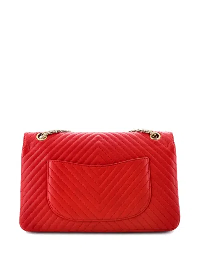 Pre-owned Chanel Reissue 2.55 Flap Bag Chevron Sheepskin 226 Shoulder Bag In Red
