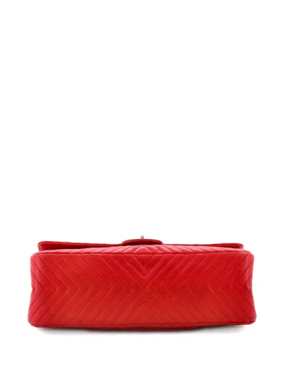 Pre-owned Chanel Reissue 2.55 Flap Bag Chevron Sheepskin 226 Shoulder Bag In Red