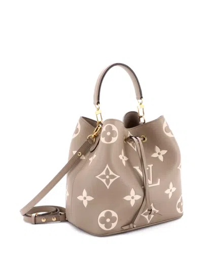 Pre-owned Louis Vuitton Neonoe Handbag Bicolor Monogram Empreinte Giant Mm Bucket Bag In Neutral